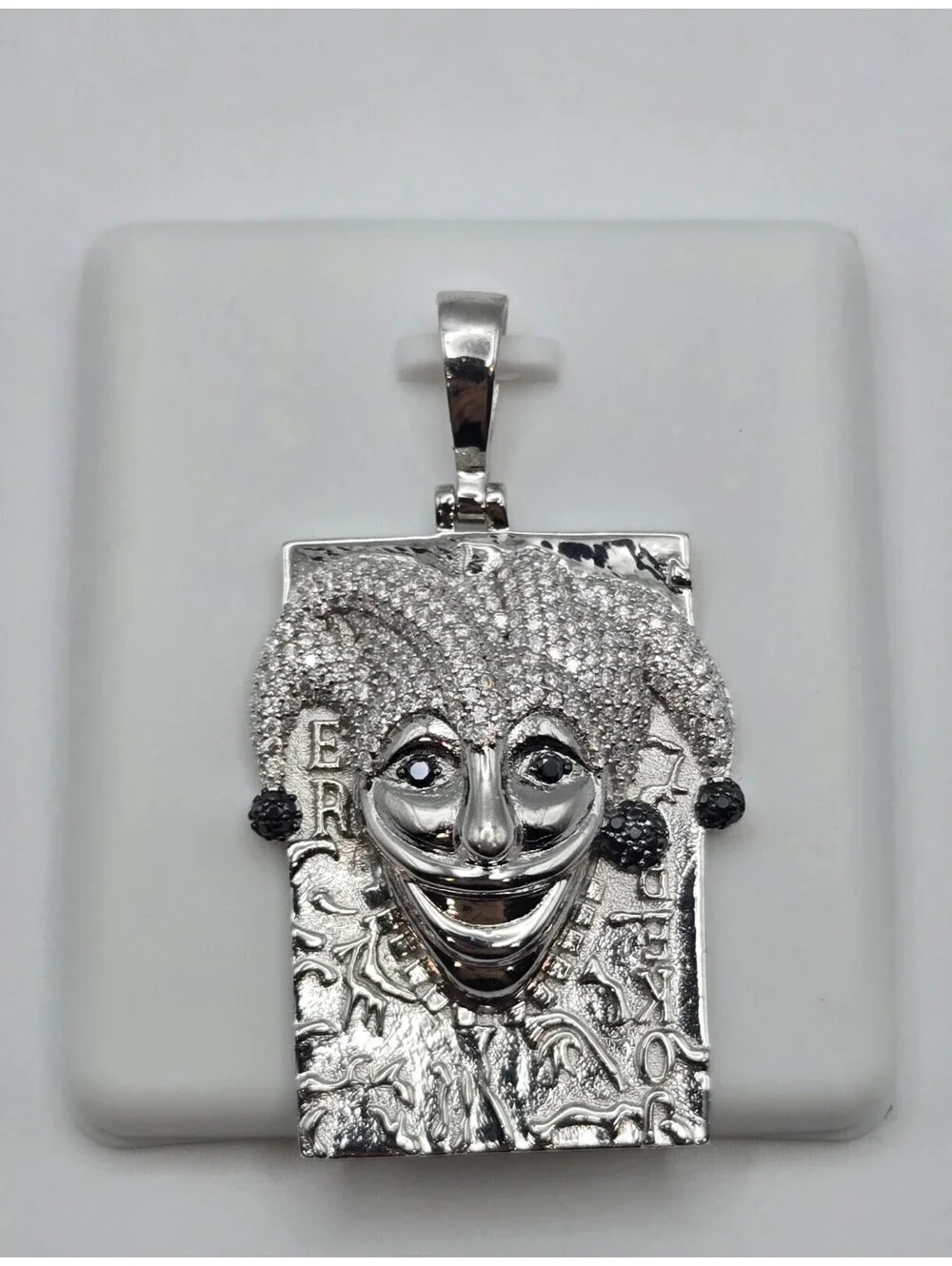 NEW Solid 925 Sterling Silver Joker Playing Card Pendant 4.0 CTW MOISSANITE Iced